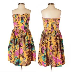 Anthropologie Aryn K Bright Strapless Dress Size S